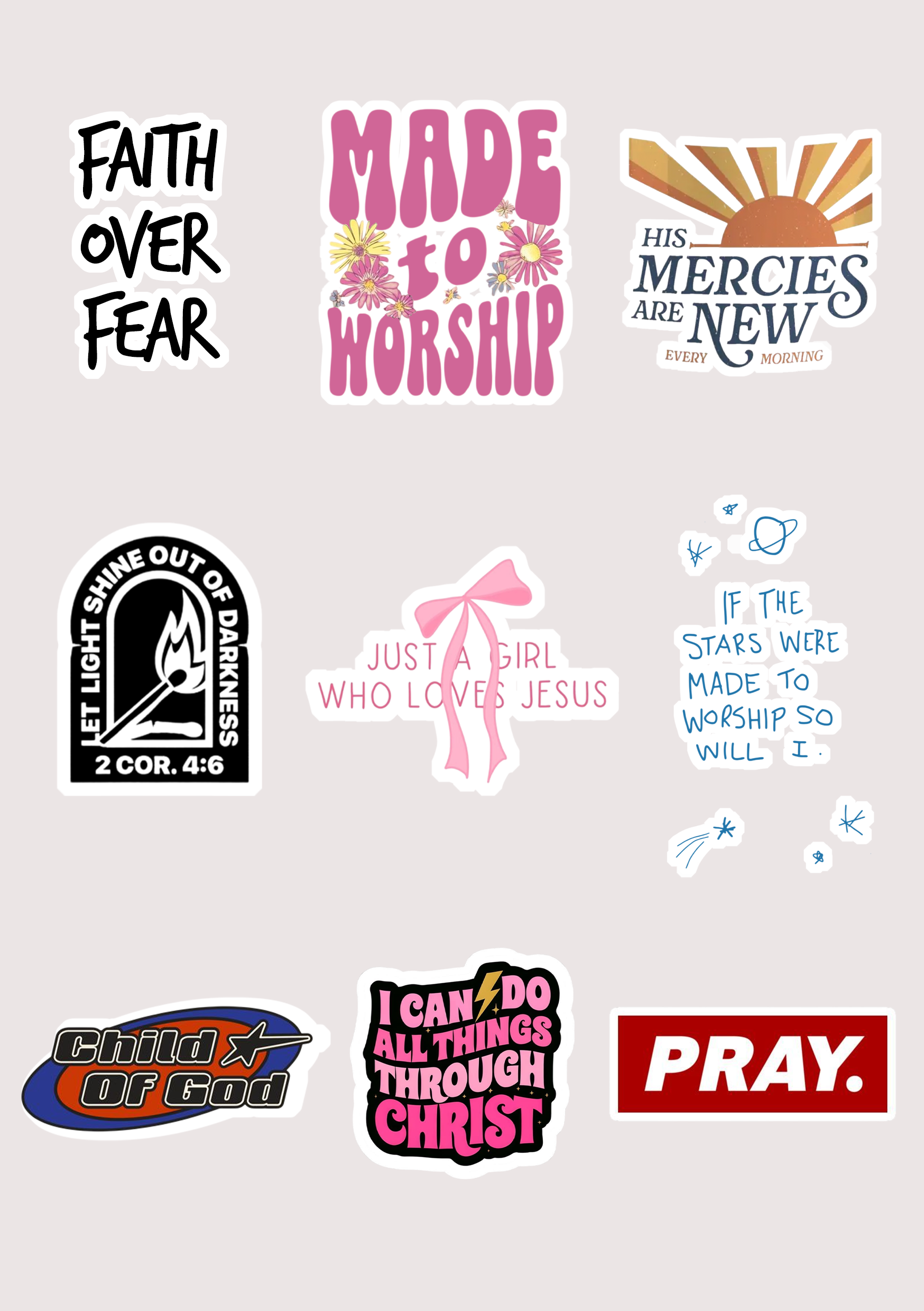 Faith Over Fear – 9pc Sticker Pack